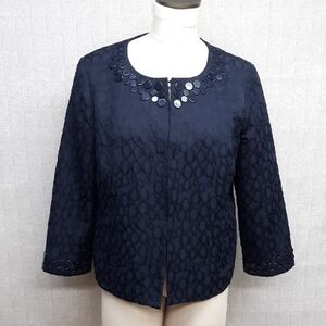 Dana Buchman Navy Jacquard Jacket